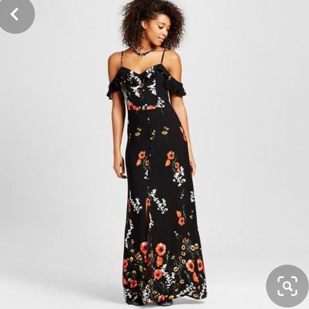 Maxi black floral dress